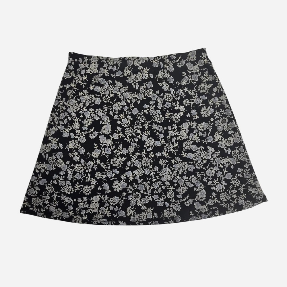 VTG 90's whimsigoth floral black mini skirt / M/L / alt, emo, grunge, paper tag